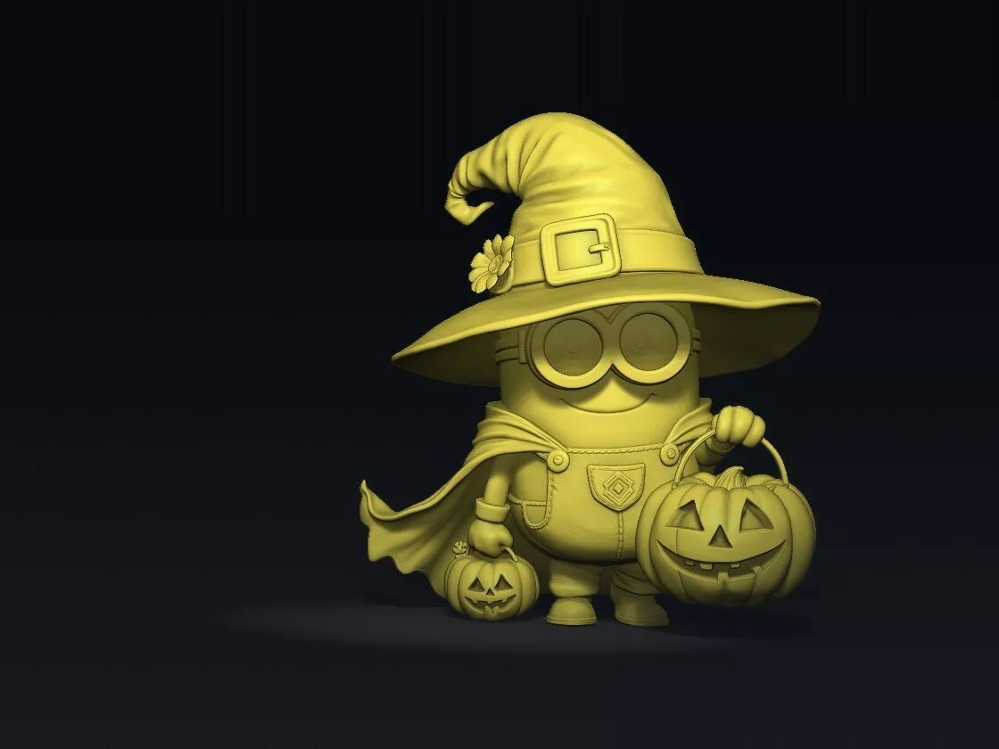 Halloween Minion Witch with Pumpkin 3D Printable Model 3D print model