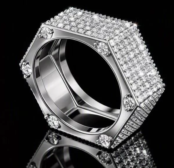 Hexagonal Pave diamond ring 3D print model