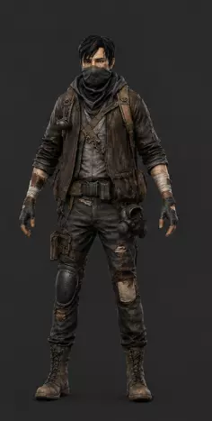 Post-Apocalyptic Survivor tylized Game Character 3D model