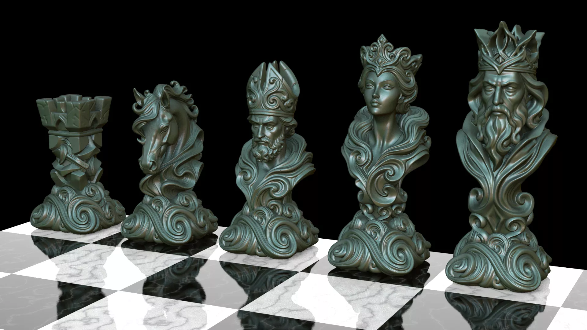 Sublime Ornamental Chess Set 3D print model