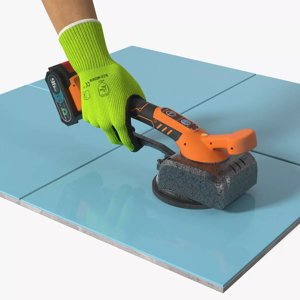 Cordless Tile Levelling Vibrator with Ceramic Tile 3D model