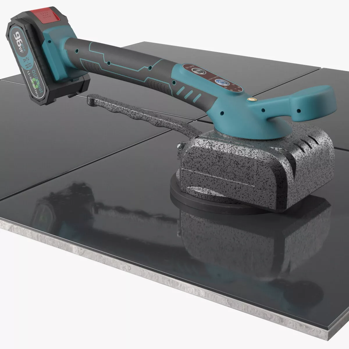 Cordless Tile Vibrator on Black Ceramic Tiles 3D model