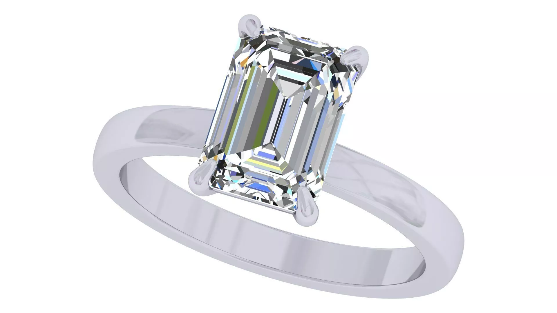 Emerald Cut Solitaire Ring 3D print model