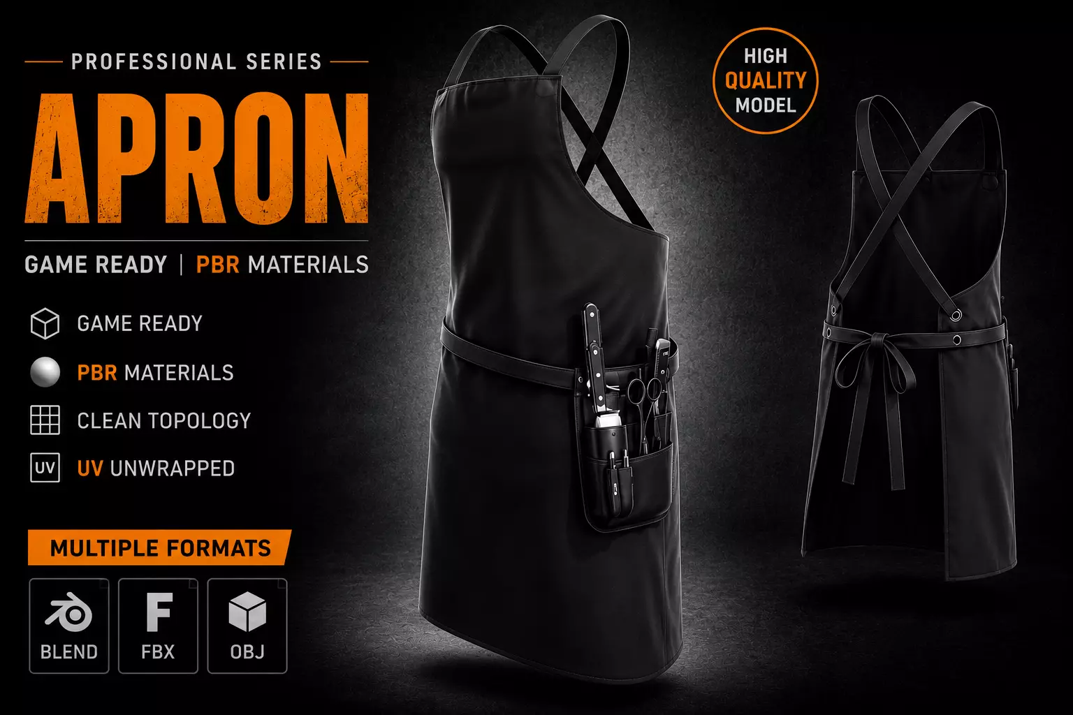 Game Ready Apron PBR Low-poly 3D model