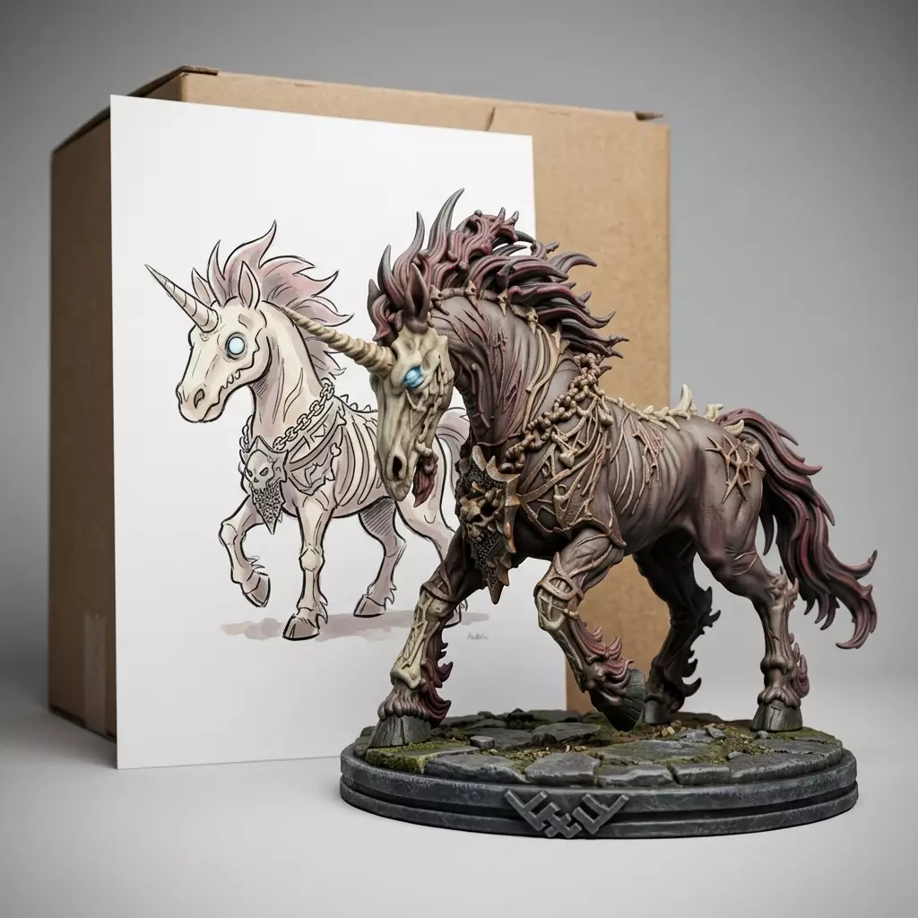 Undead Dark Unicorn Corrupted Nightmare Steed Dread Warhorse Sca 3D print model