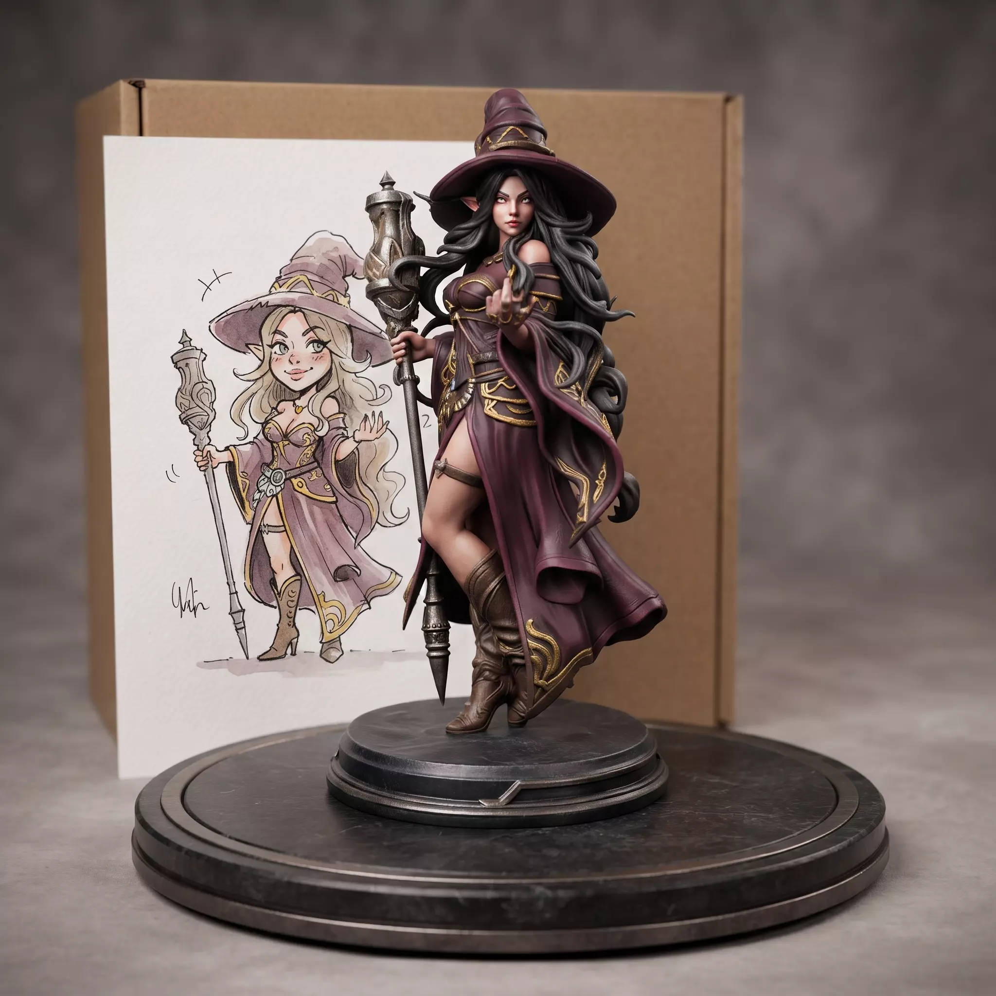 Elven Arcane Witch Mage Fantasy Sorceress Figure Spellcaster Lan 3D print model