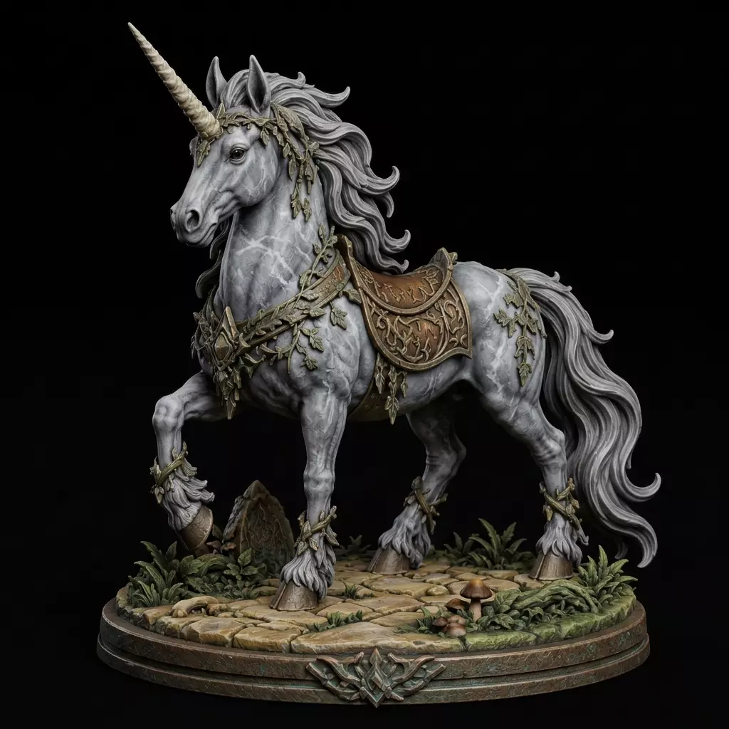 Celestial Forest Unicorn Elven Noble Mount Figure Sacred Fantasy 3D print model
