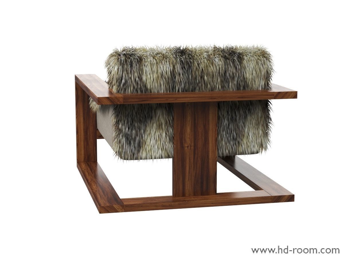 Fur Lounge Chair 3D model_9