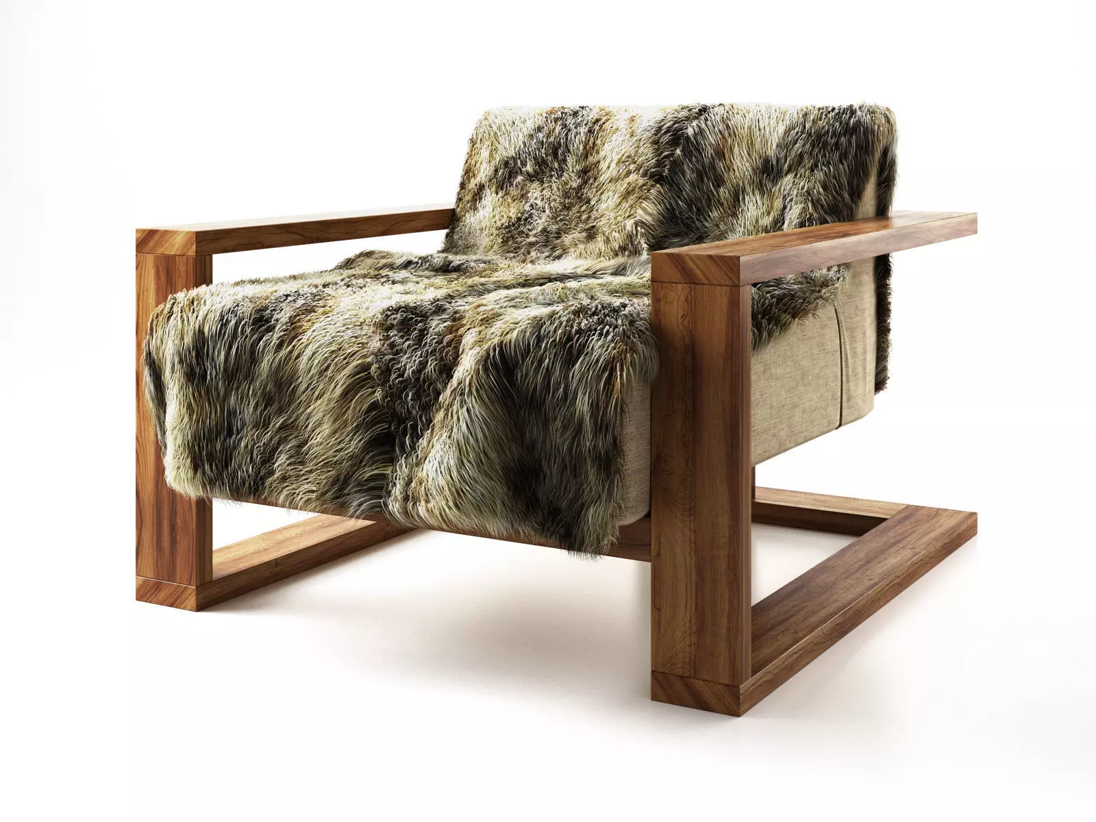 Fur Lounge Chair 3D model_0