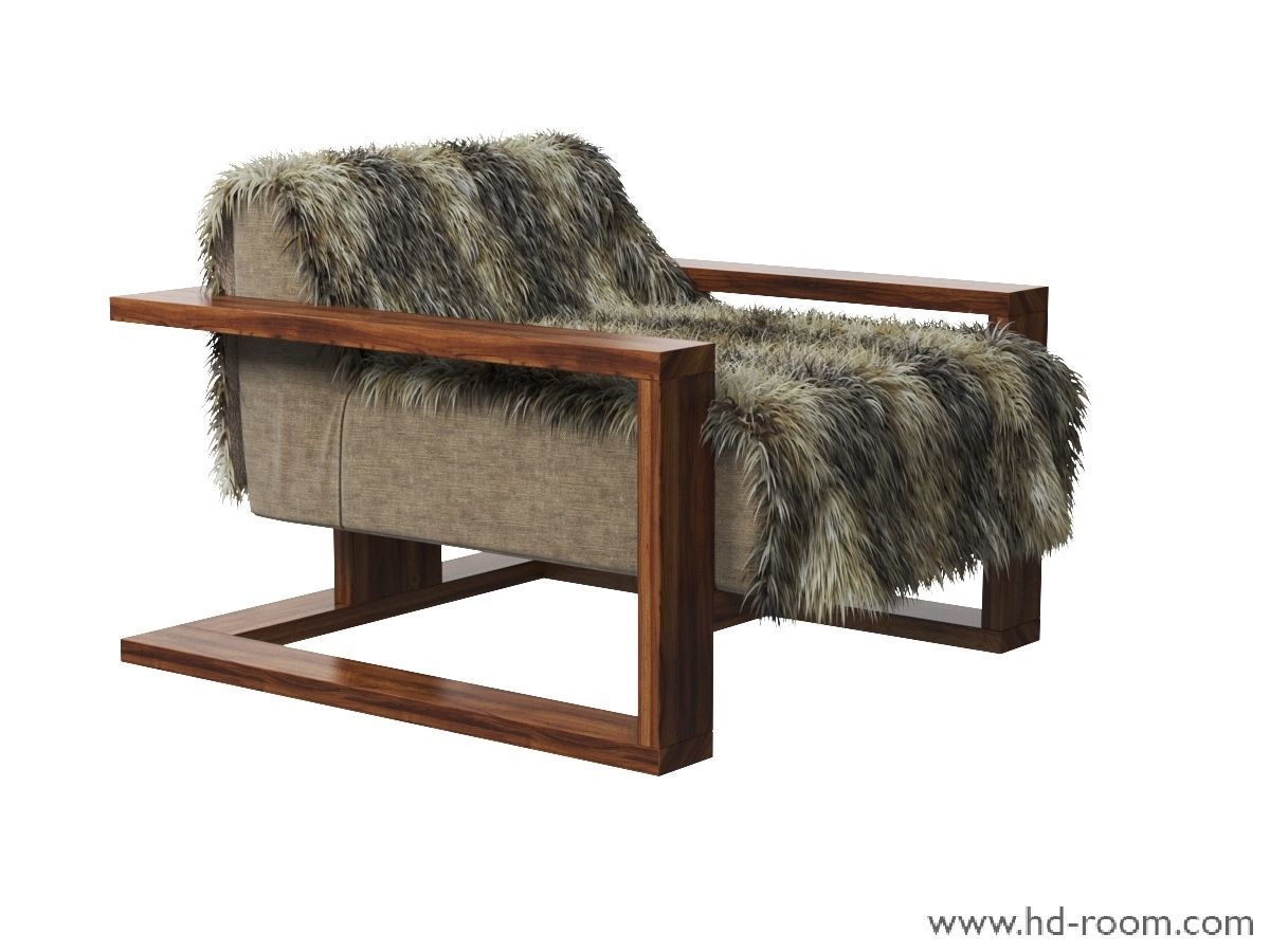 Fur Lounge Chair 3D model_6