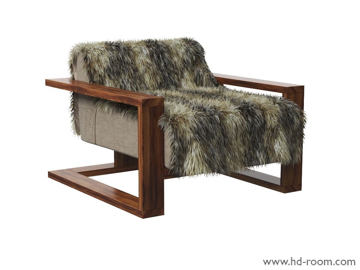 Fur Lounge Chair 3D model_5