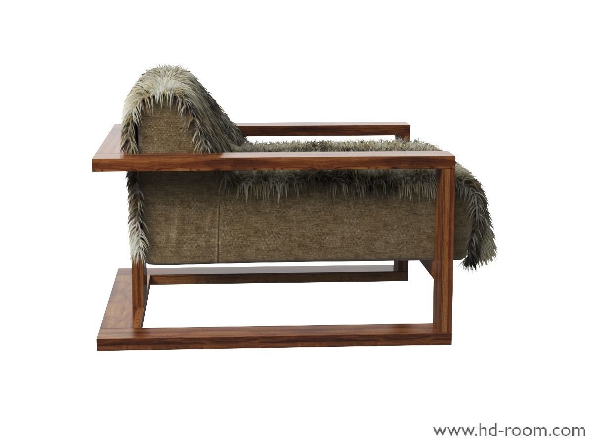 Fur Lounge Chair 3D model_7
