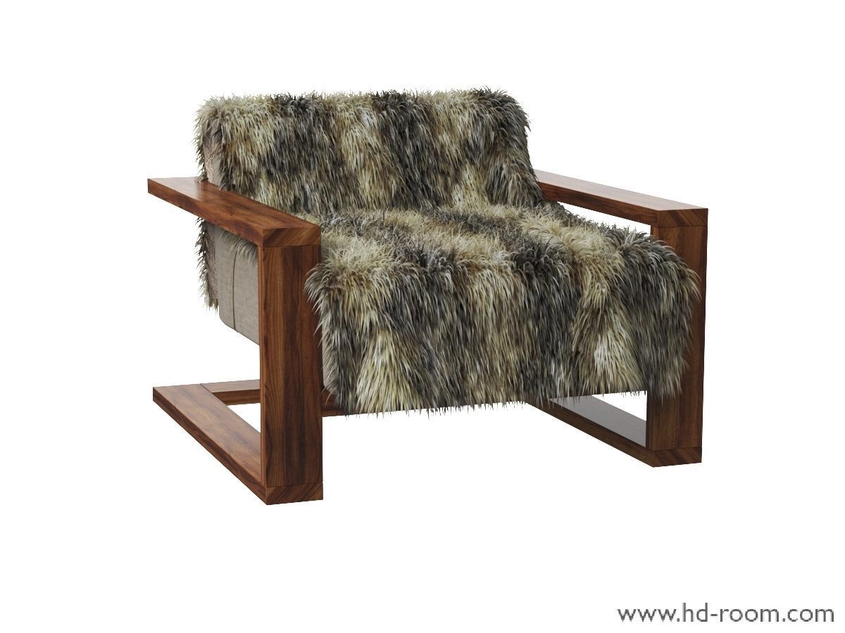Fur Lounge Chair 3D model_4