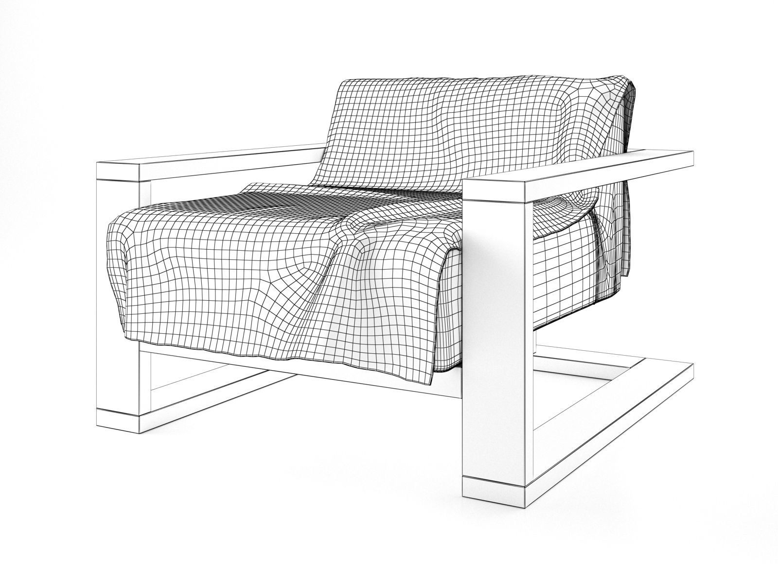 Fur Lounge Chair 3D model_11