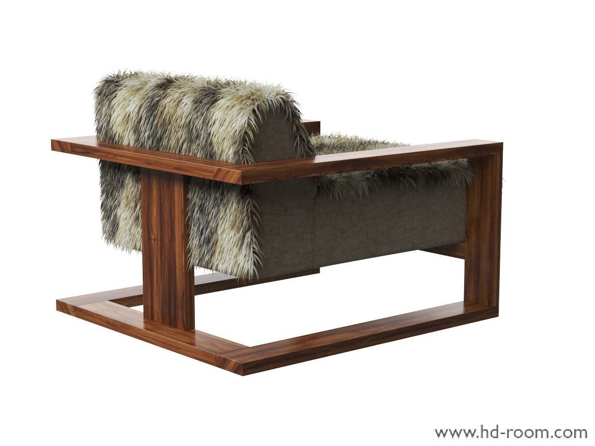 Fur Lounge Chair 3D model_8