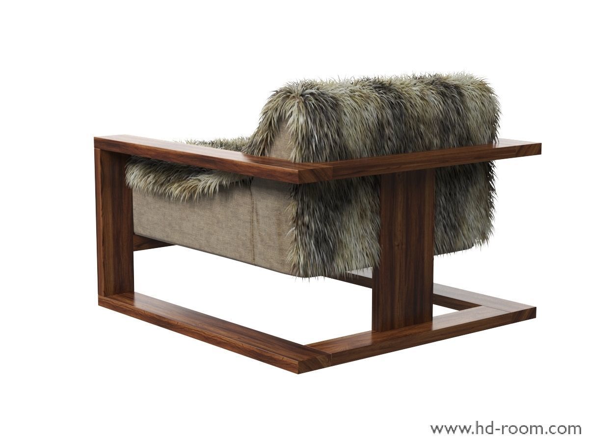 Fur Lounge Chair 3D model_3