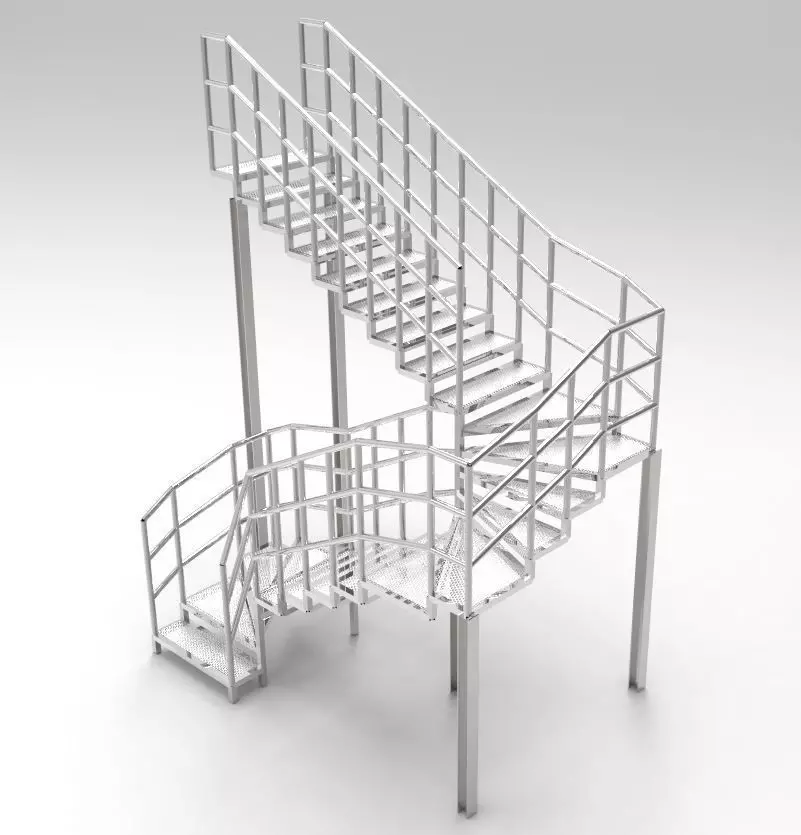 Steel Staircase 3D model_0