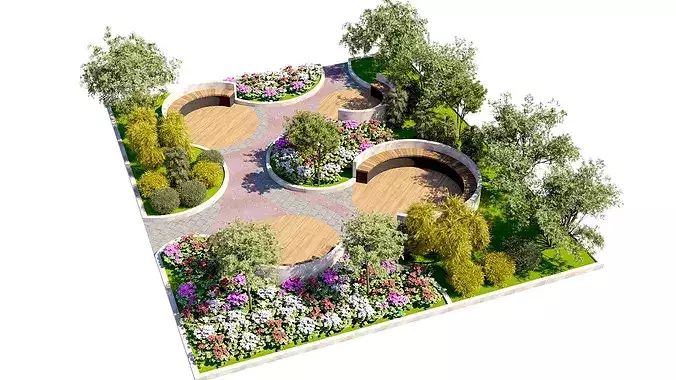 Curved Garden Courtyard with Seating