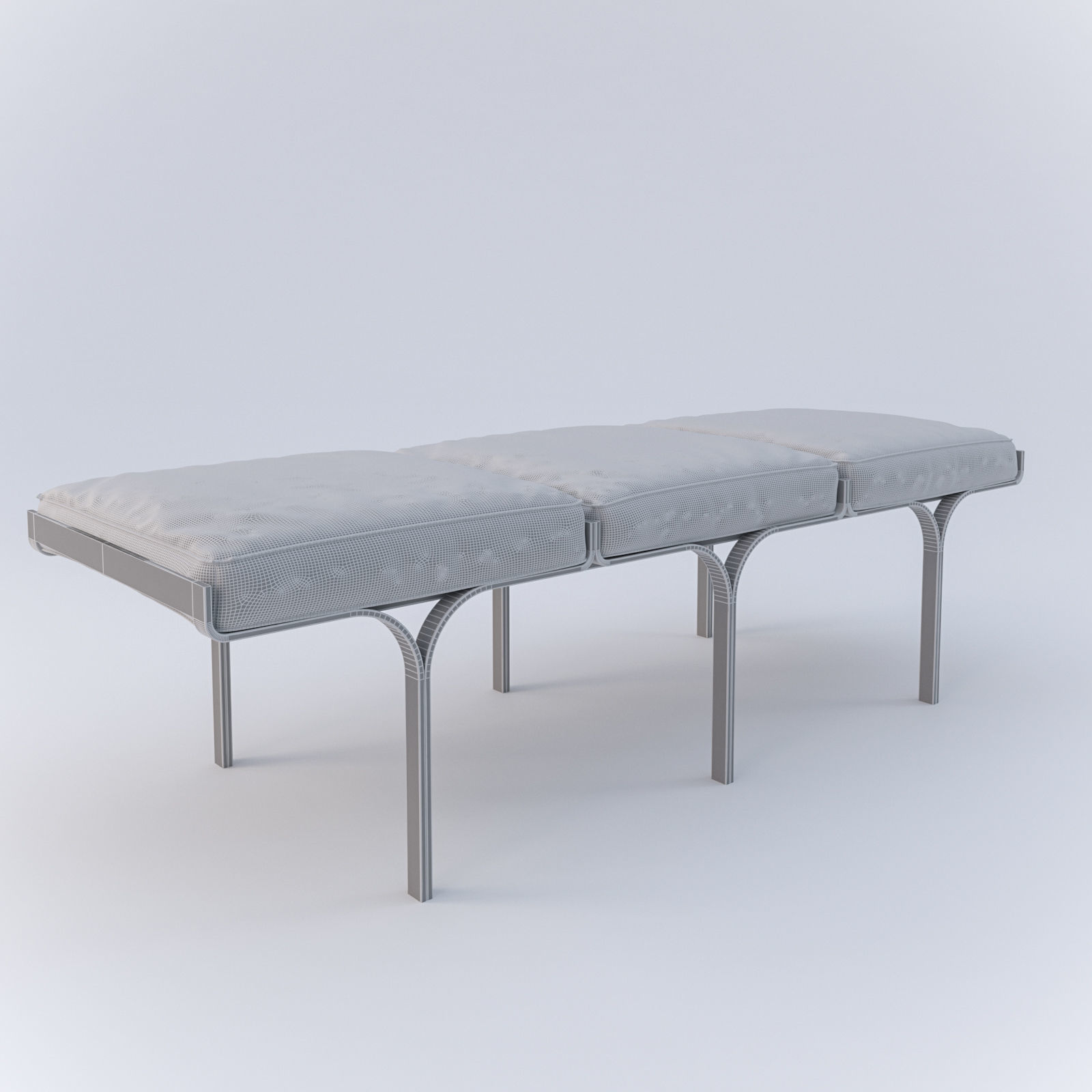 RH 1960S LINK LEATHER BENCH 3D model_2