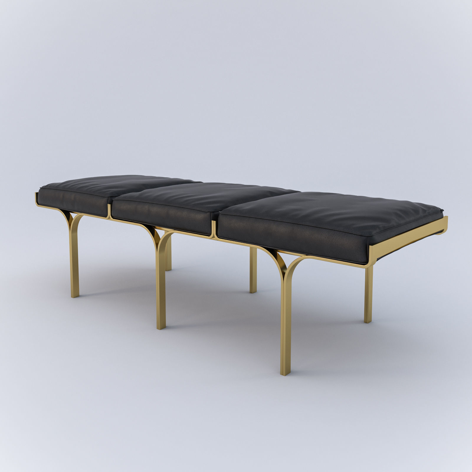 RH 1960S LINK LEATHER BENCH 3D model_4