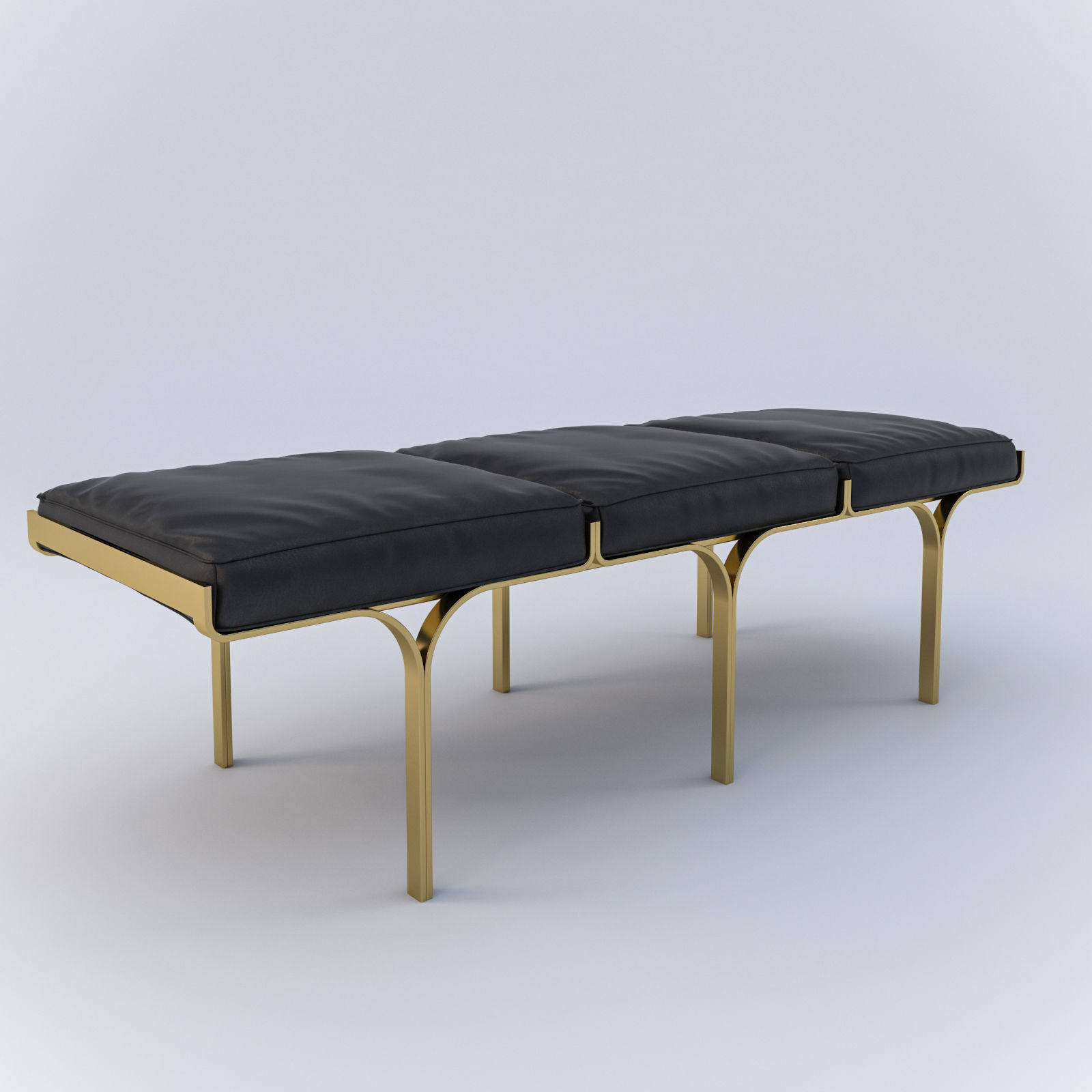 RH 1960S LINK LEATHER BENCH 3D model_3