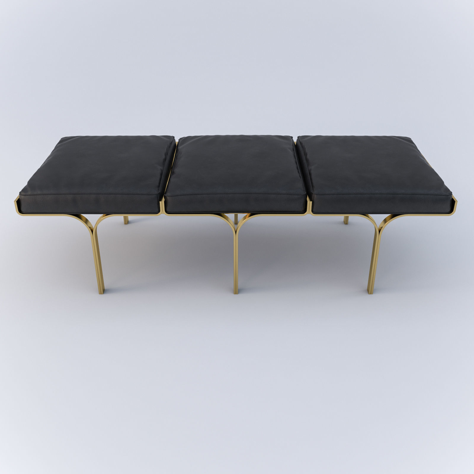 RH 1960S LINK LEATHER BENCH 3D model_1
