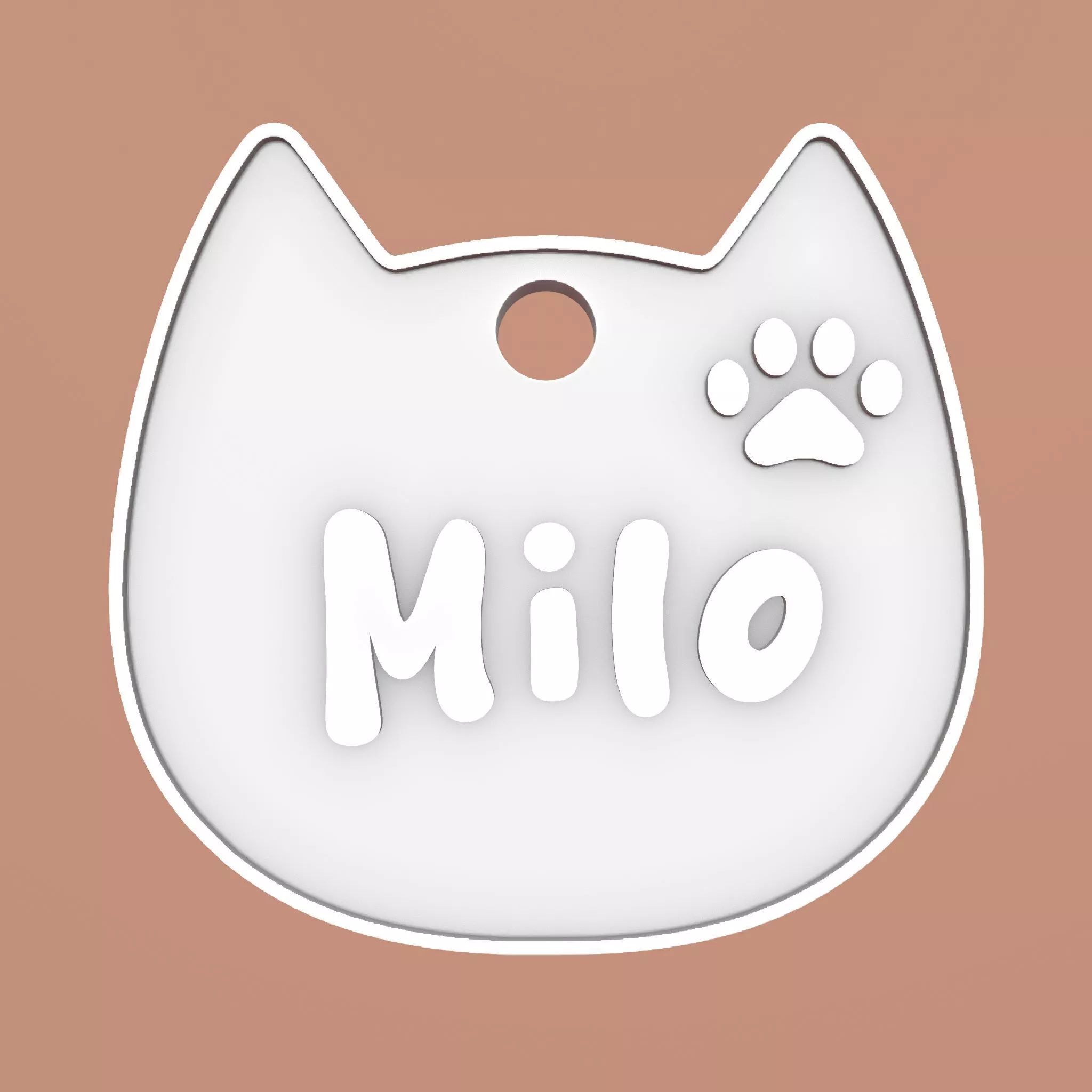 Milo Cat Head Personalized Name Tag Keychain 3D print model