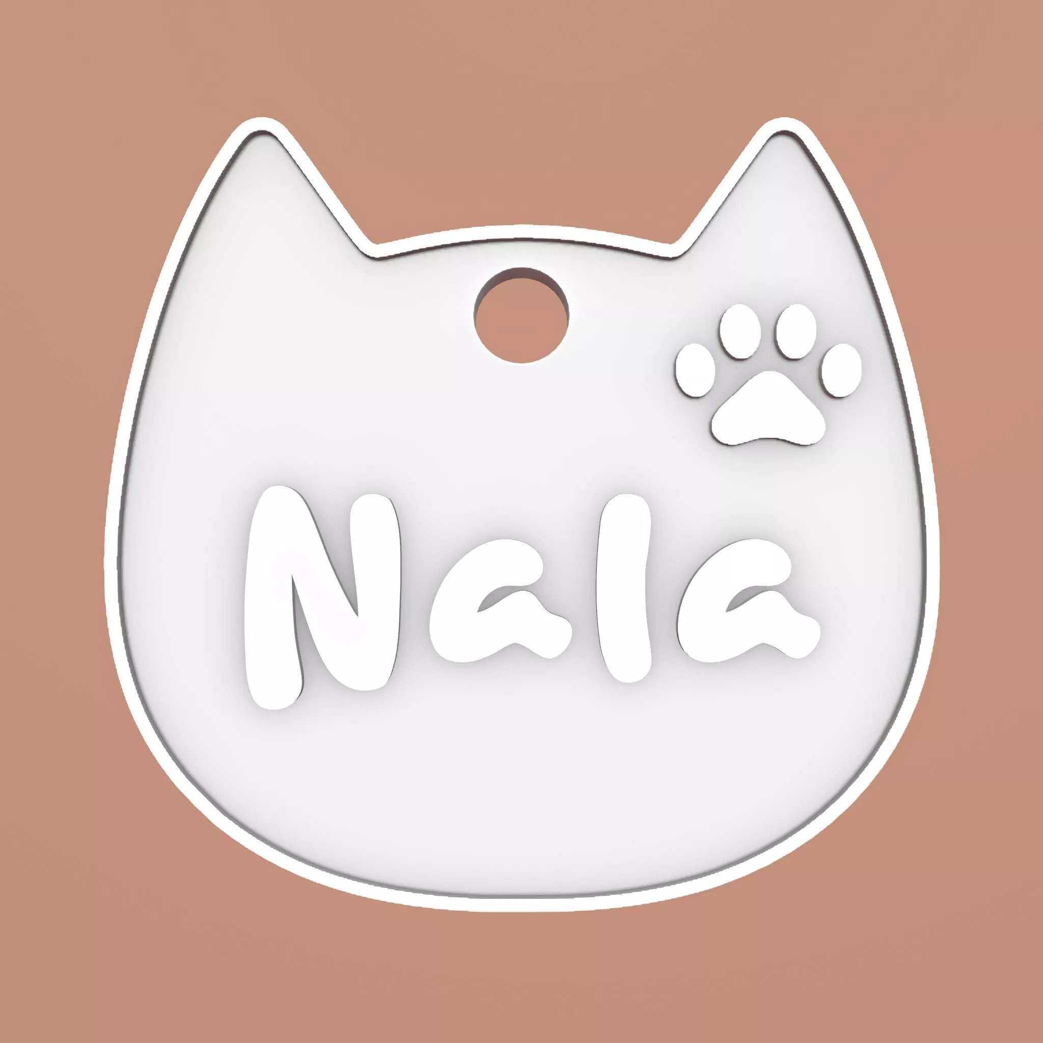Nala Cat Head Personalized Name Tag Keychain 3D print model