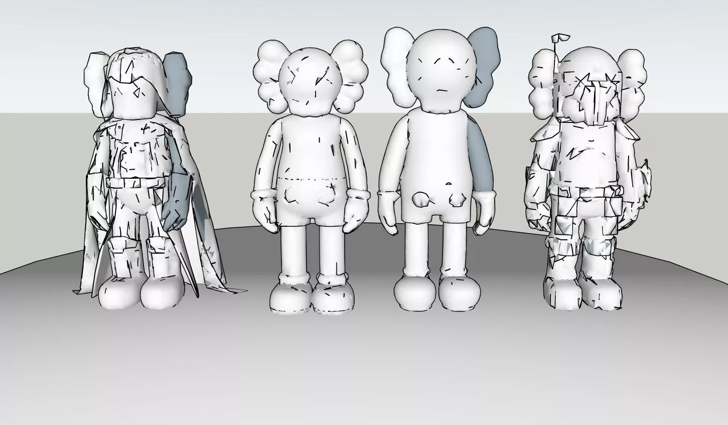 Free Kaws Style Pop Culture Figures Set SketchUp and Enscape Free 3D model