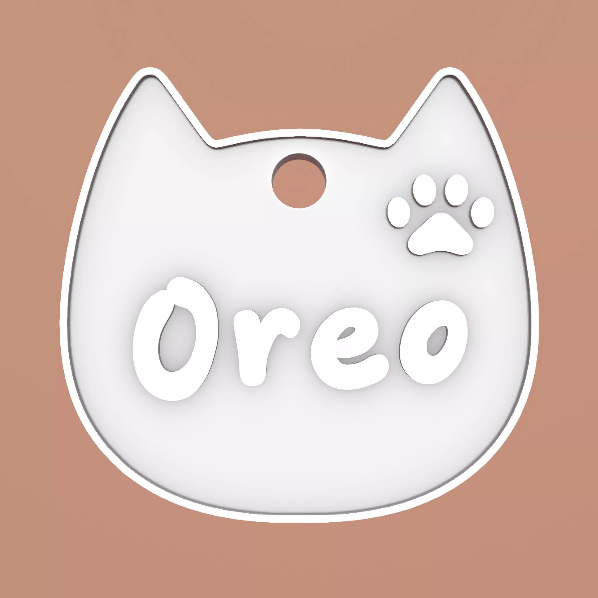 Oreo Cat Head Personalized Name Tag Keychain 3D print model