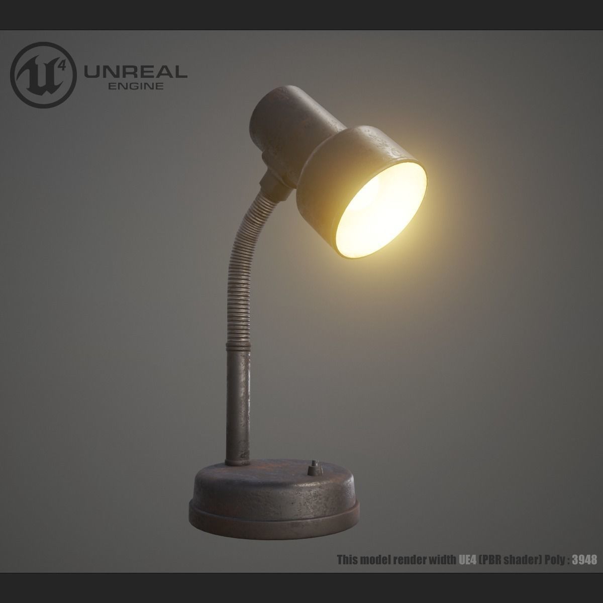 Table Lamp Rusty  Low-poly 3D model_8