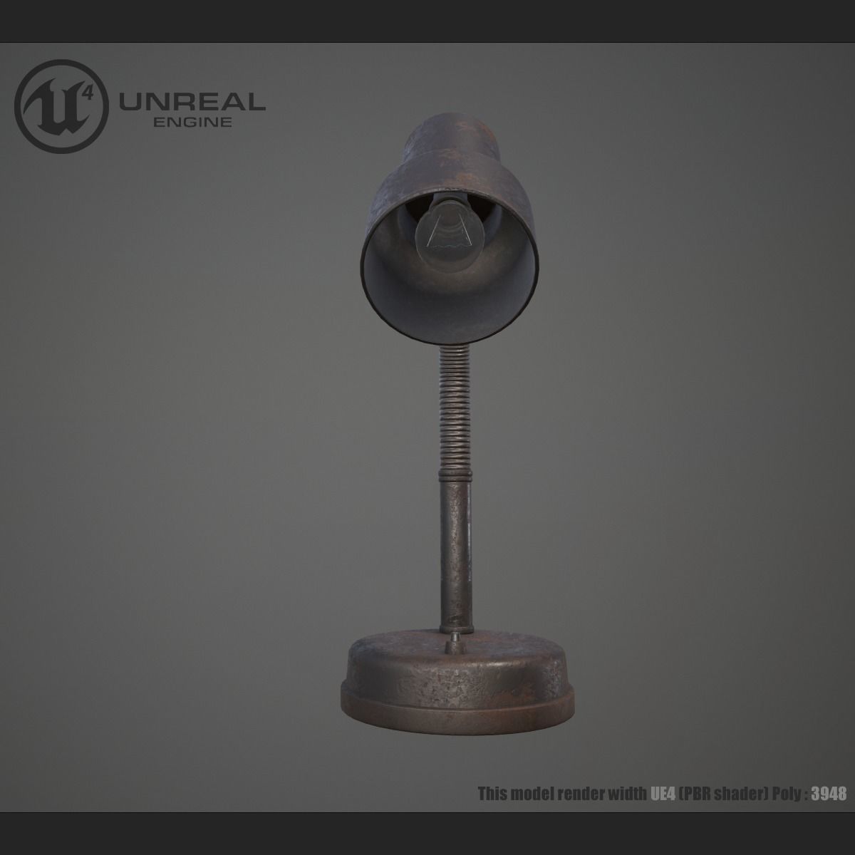 Table Lamp Rusty  Low-poly 3D model_3