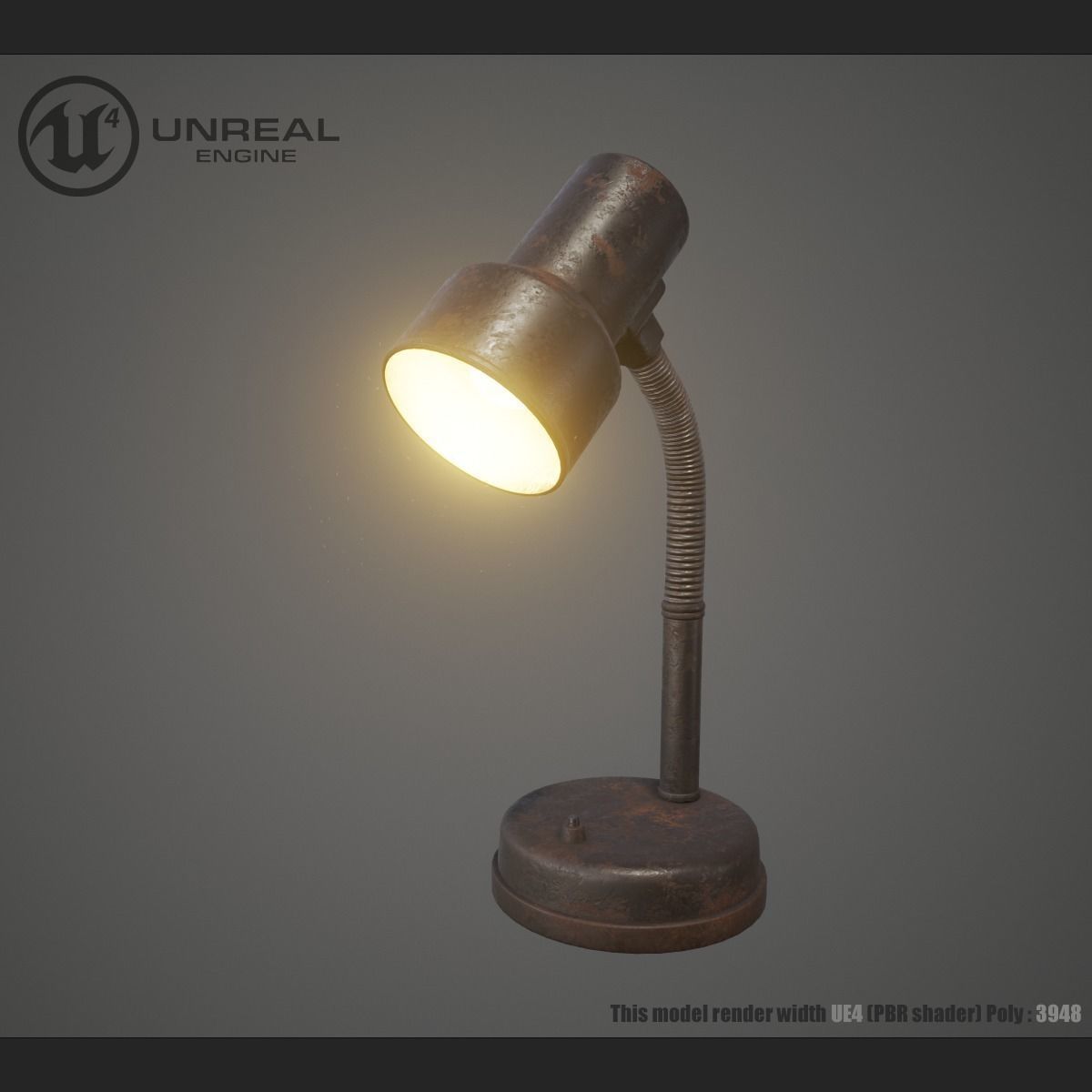 Table Lamp Rusty  Low-poly 3D model_0