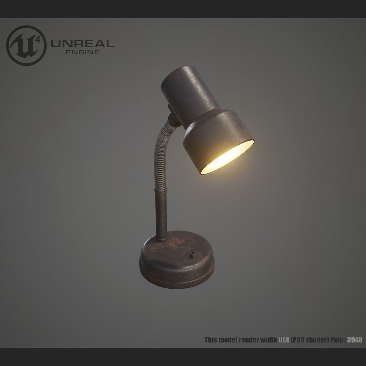 Table Lamp Rusty  Low-poly 3D model_6