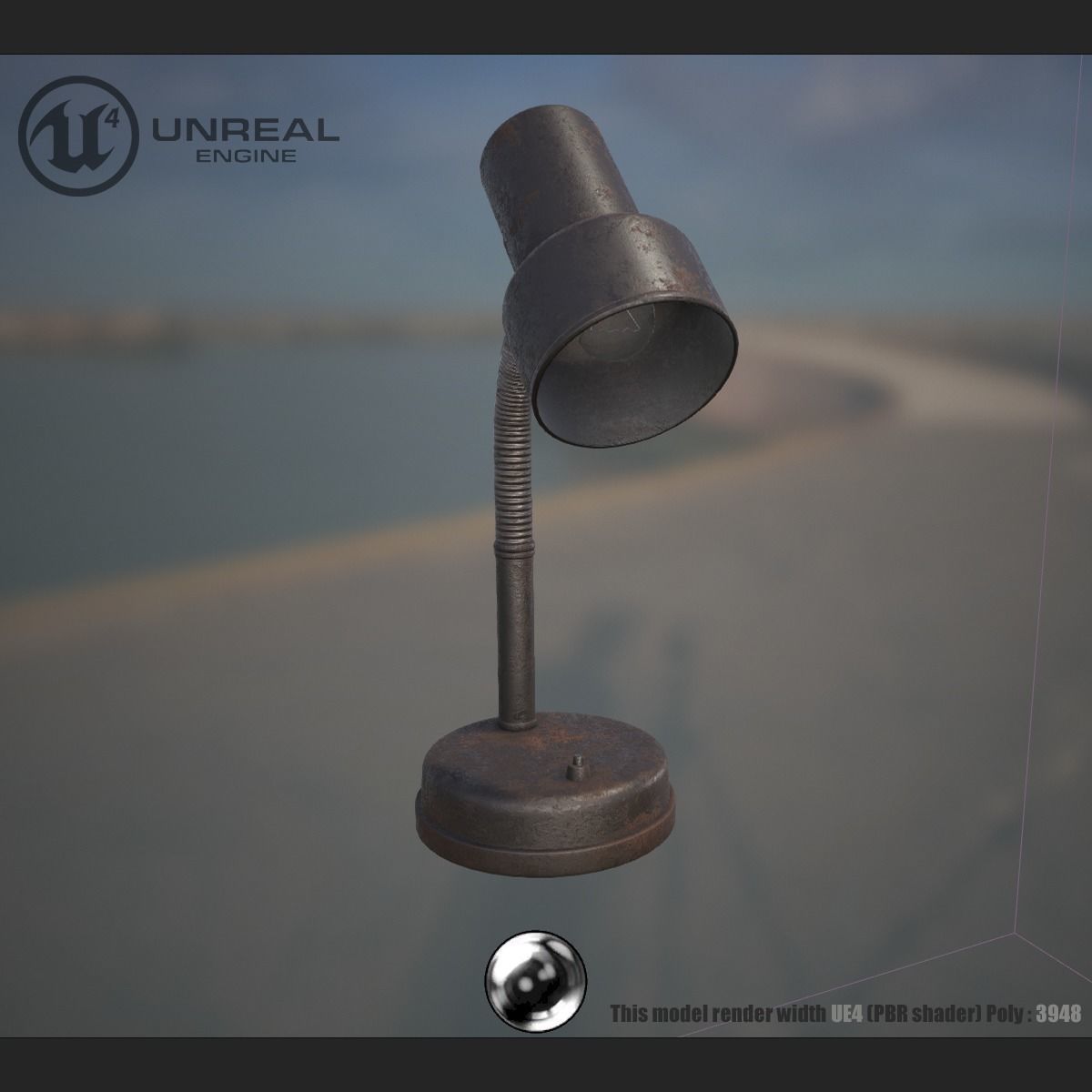 Table Lamp Rusty  Low-poly 3D model_11