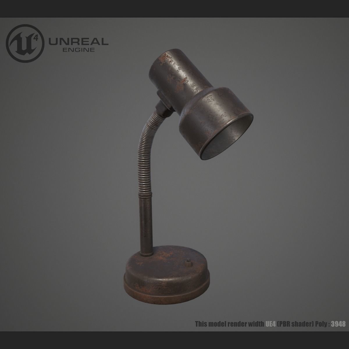 Table Lamp Rusty  Low-poly 3D model_1