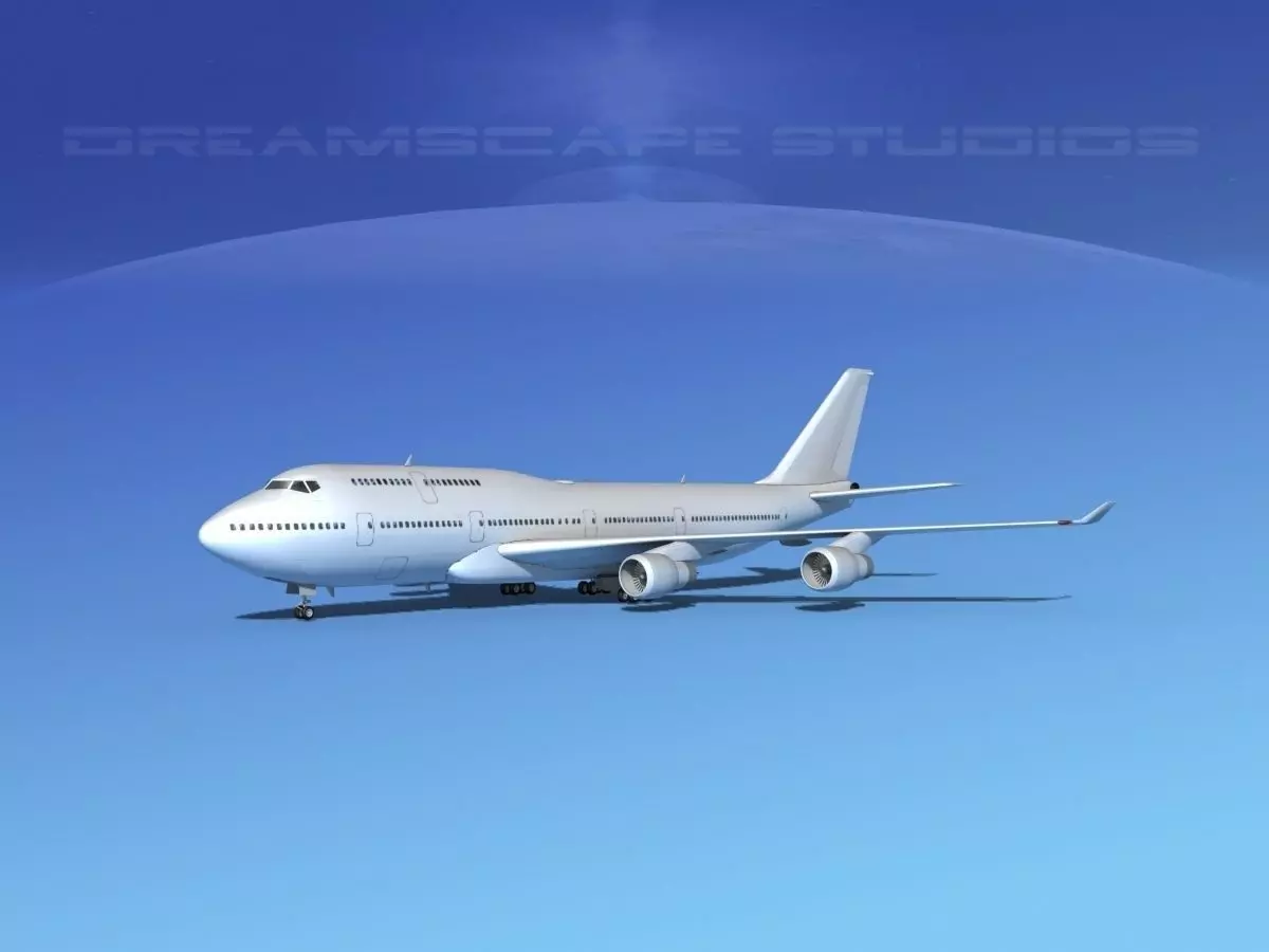 Boeing 747-400 Bare Metal 3D model_0