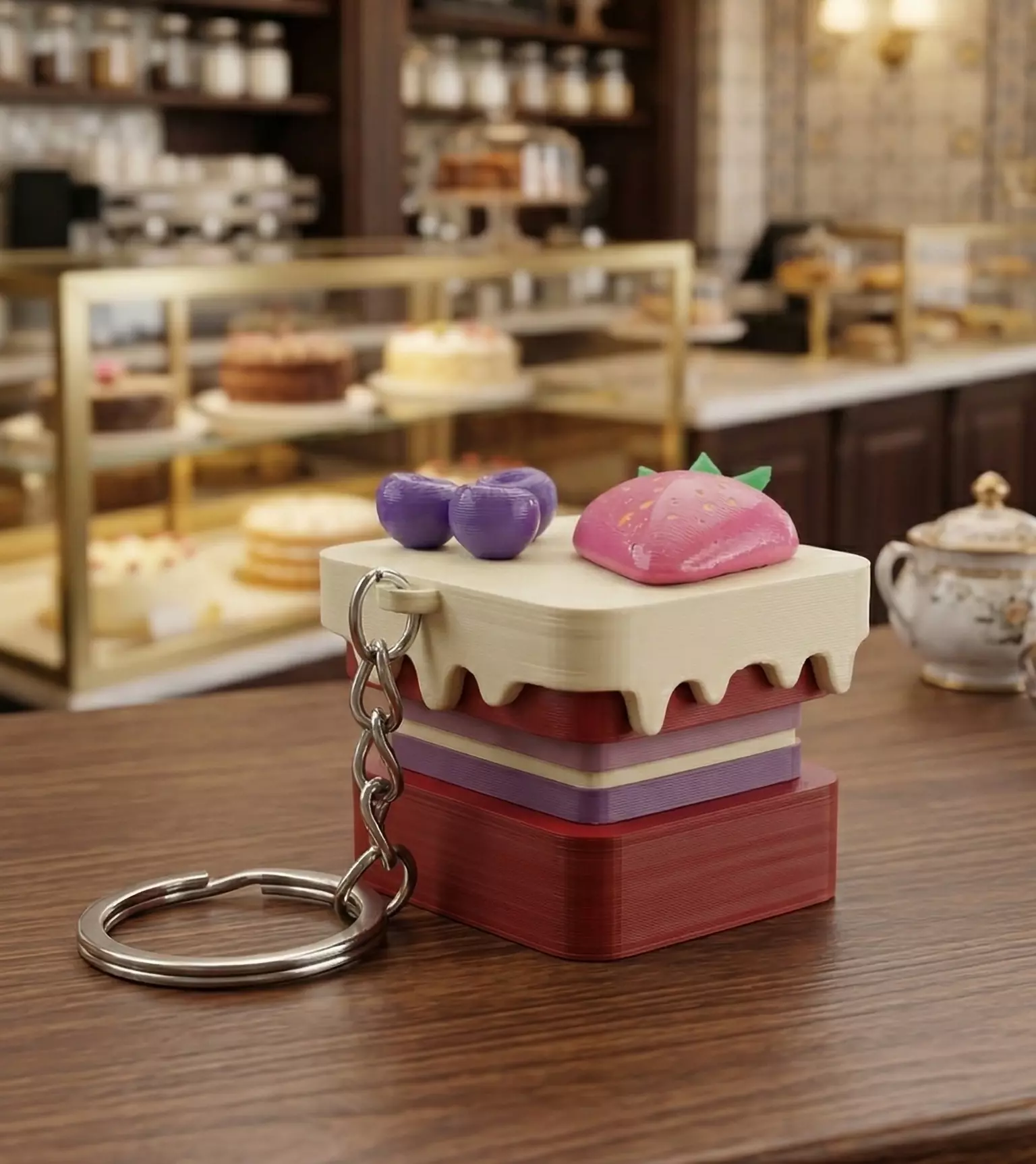Red Velvet Cake Fidget Clicker Keychain 3D print model