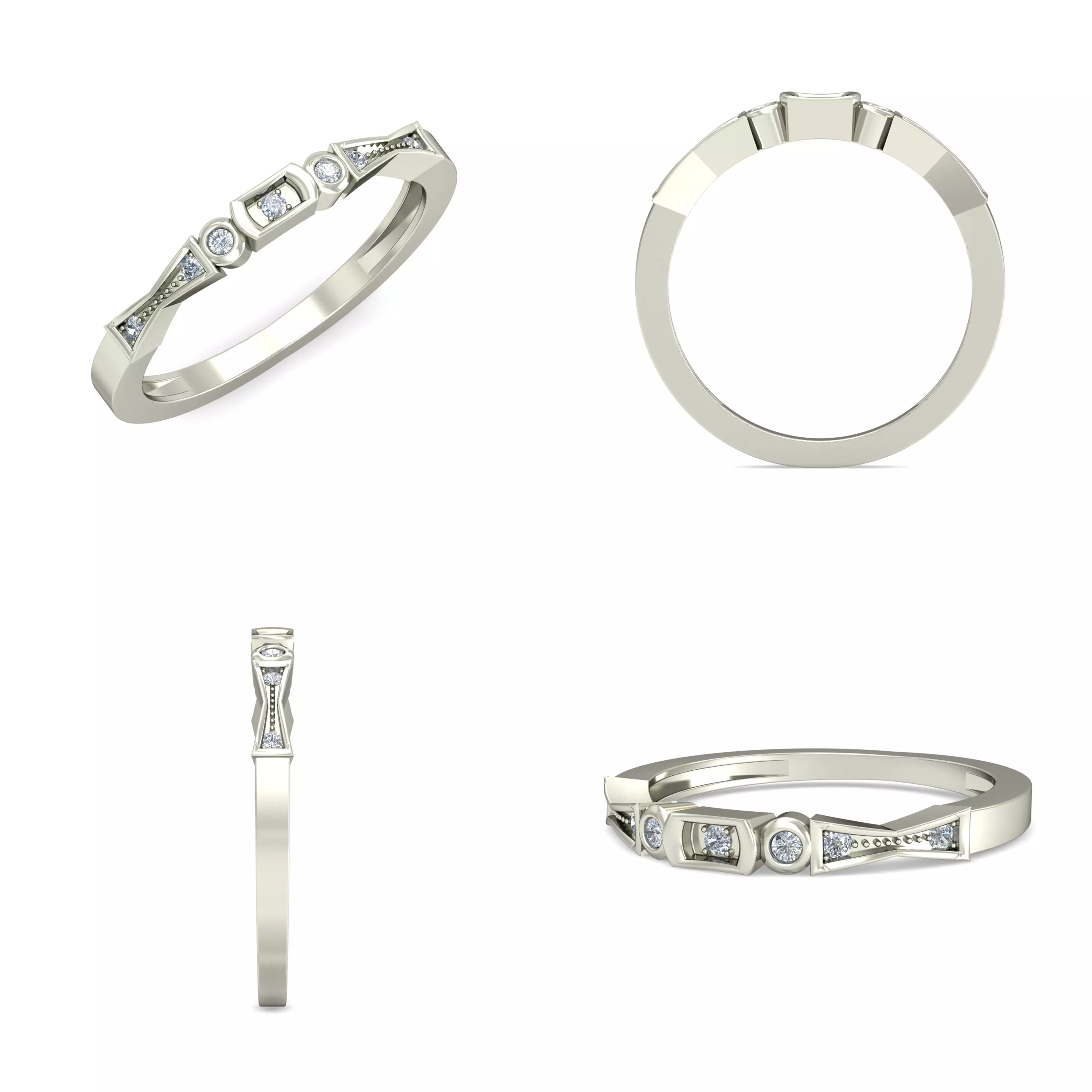 Vintage Geometric Diamond Band Ring 3DM CAD Model Design 3D print model