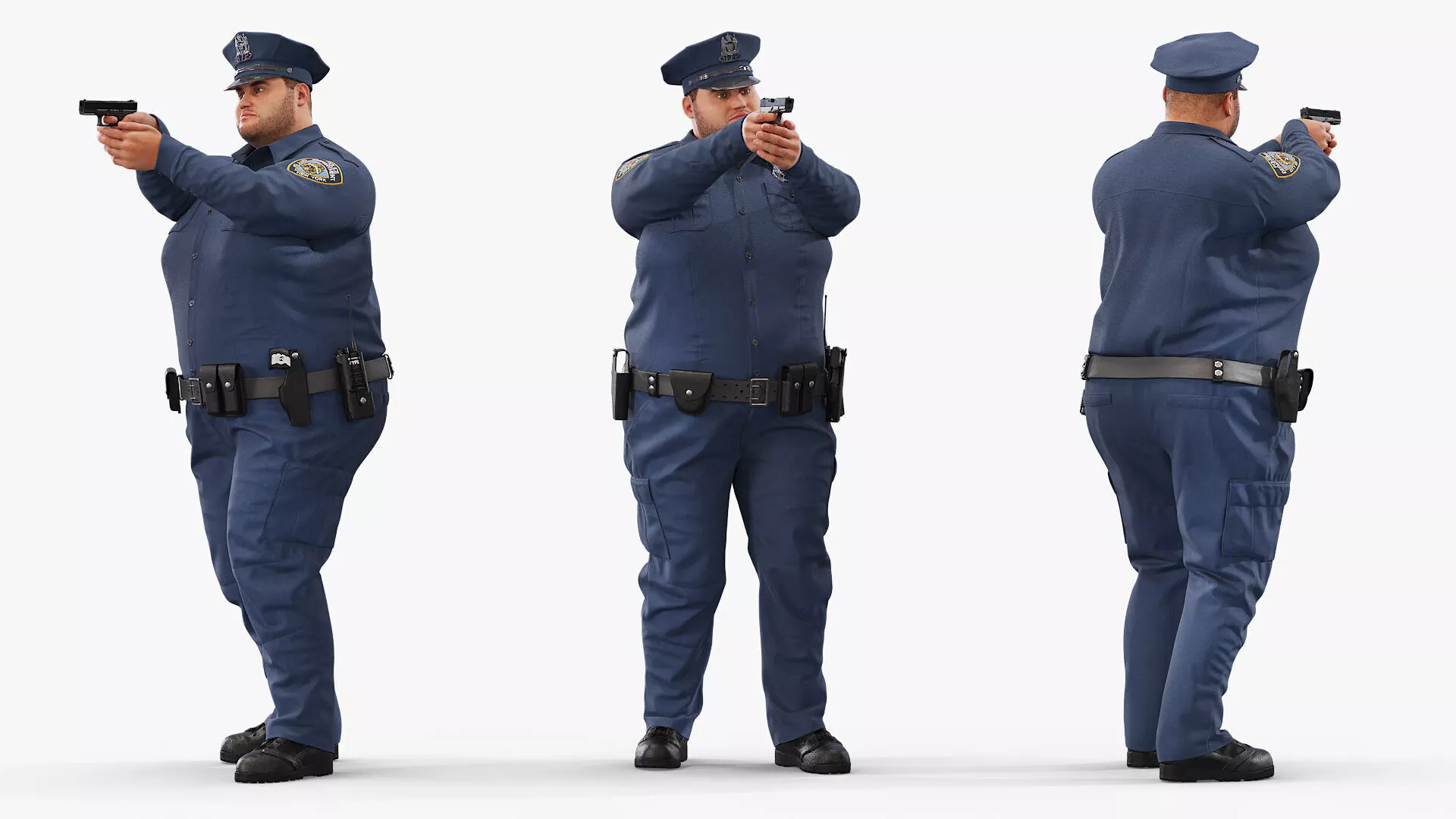 Obese NYPD Law Officer Fur Rigged 3D model