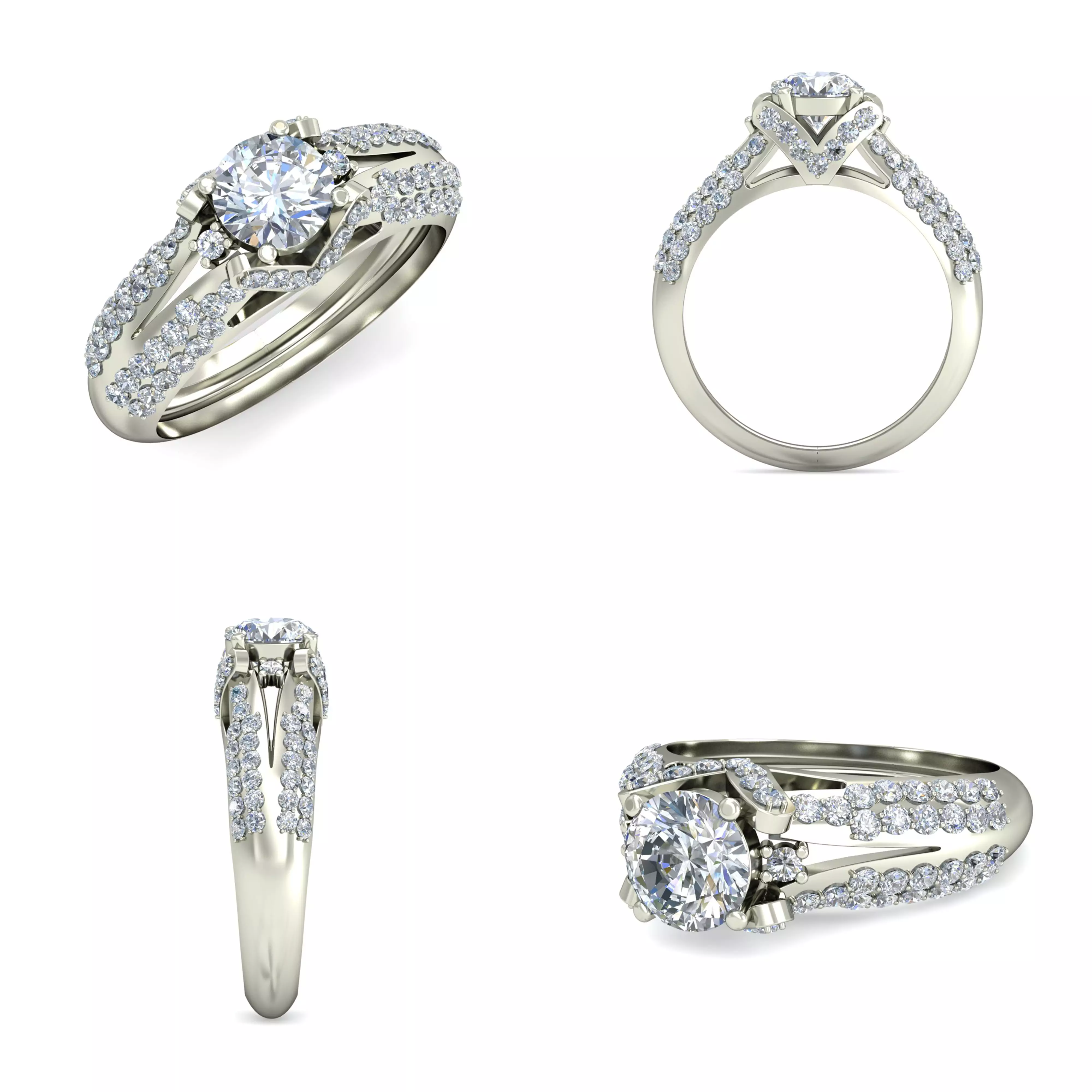 Split Shank Diamond Ring 3D print model