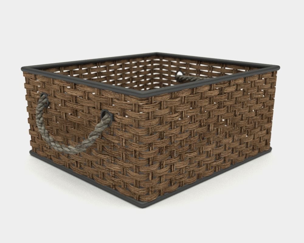 Wicker basket 3D model_1