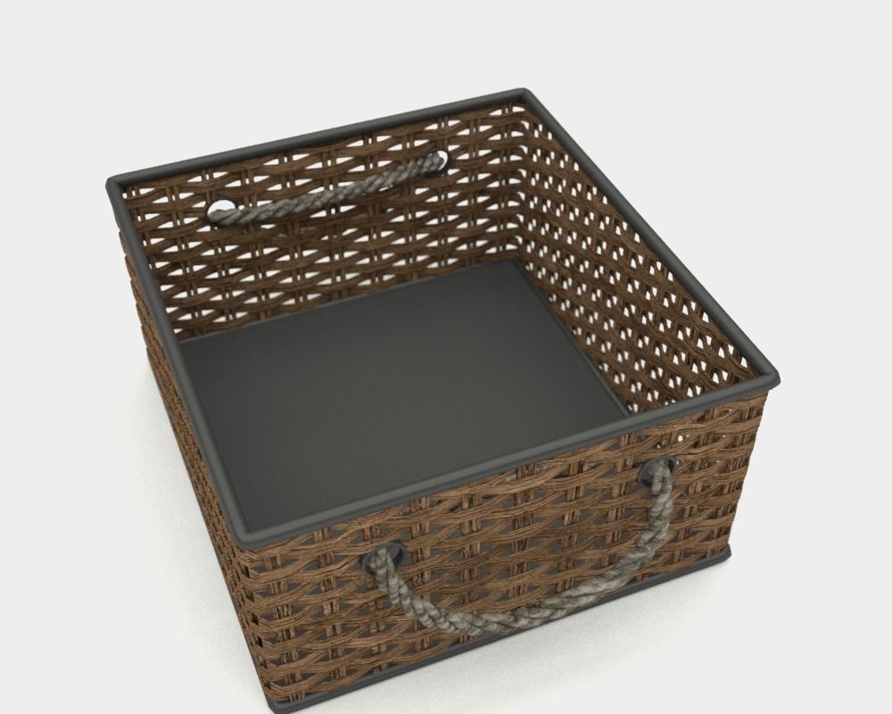 Wicker basket 3D model_2