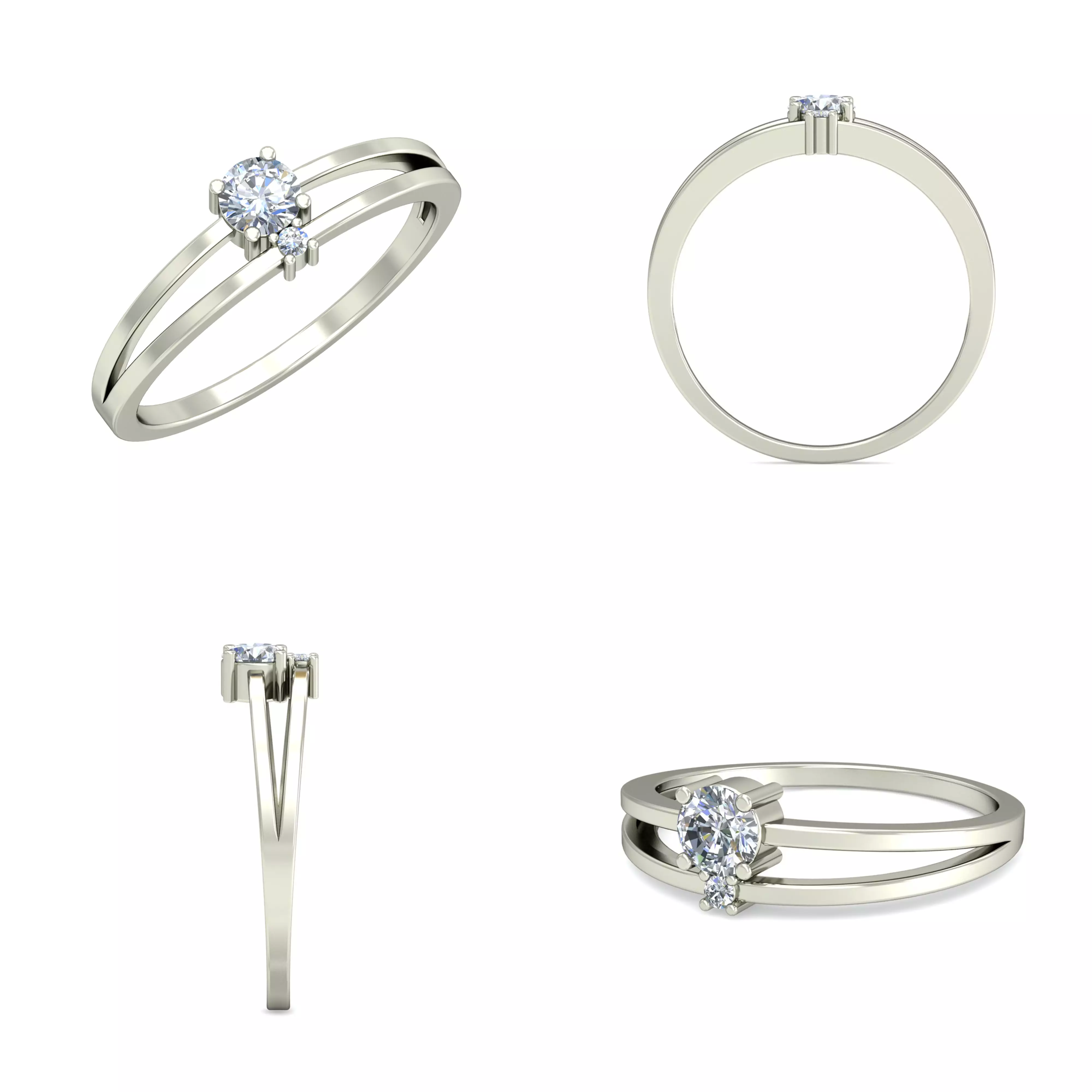 Minimal Split Diamond Ring CAD 3D print model