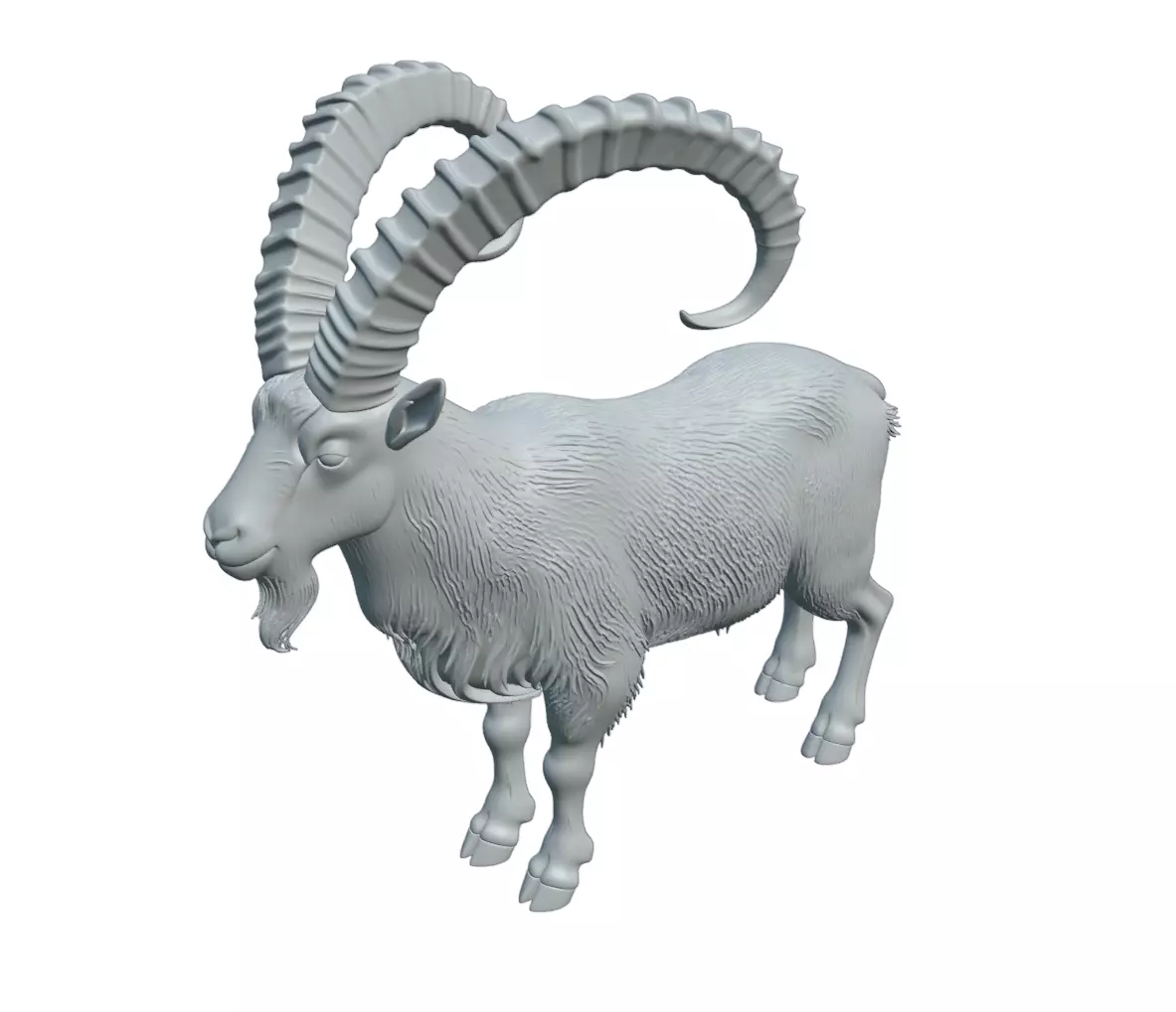 Realistic Mountain Goat Ibex Sculpture 3D print model