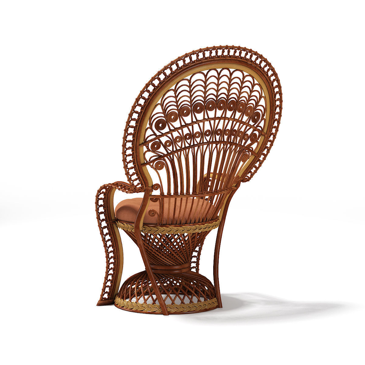 Wicker Chair 2 3D model_2