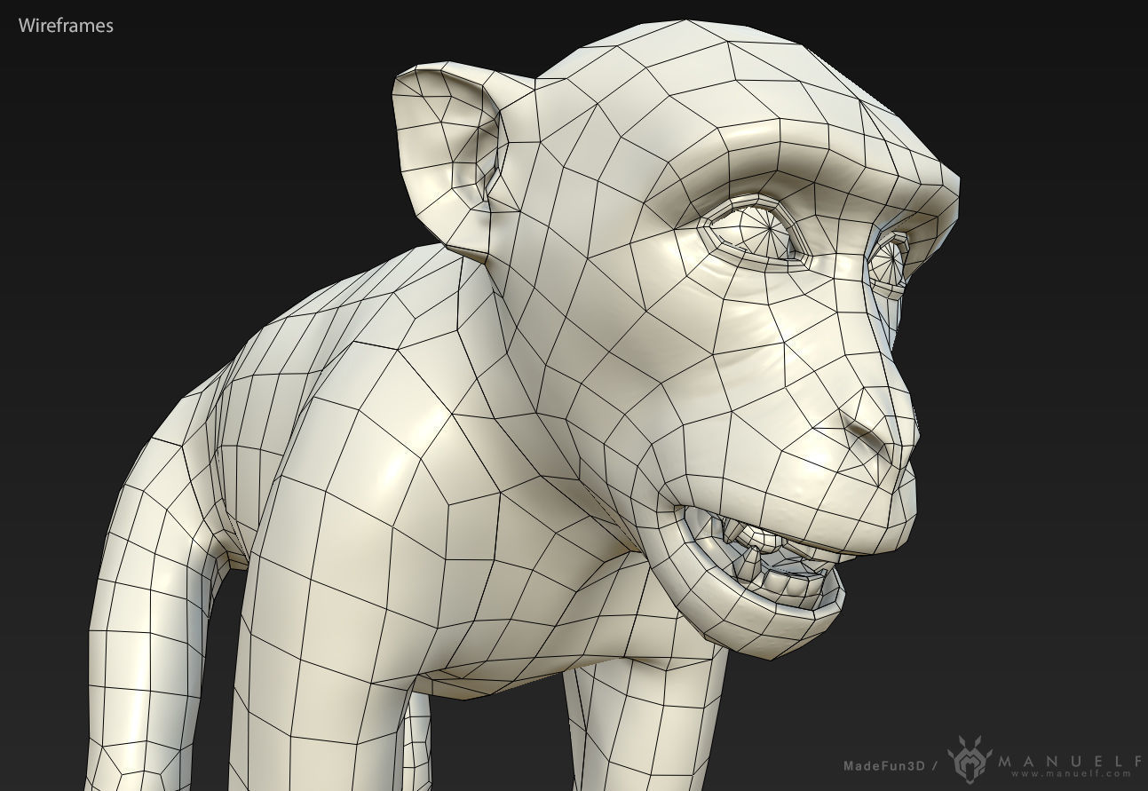 Rhesus Macaque 3D Monkey - PBR  Low-poly 3D model_12