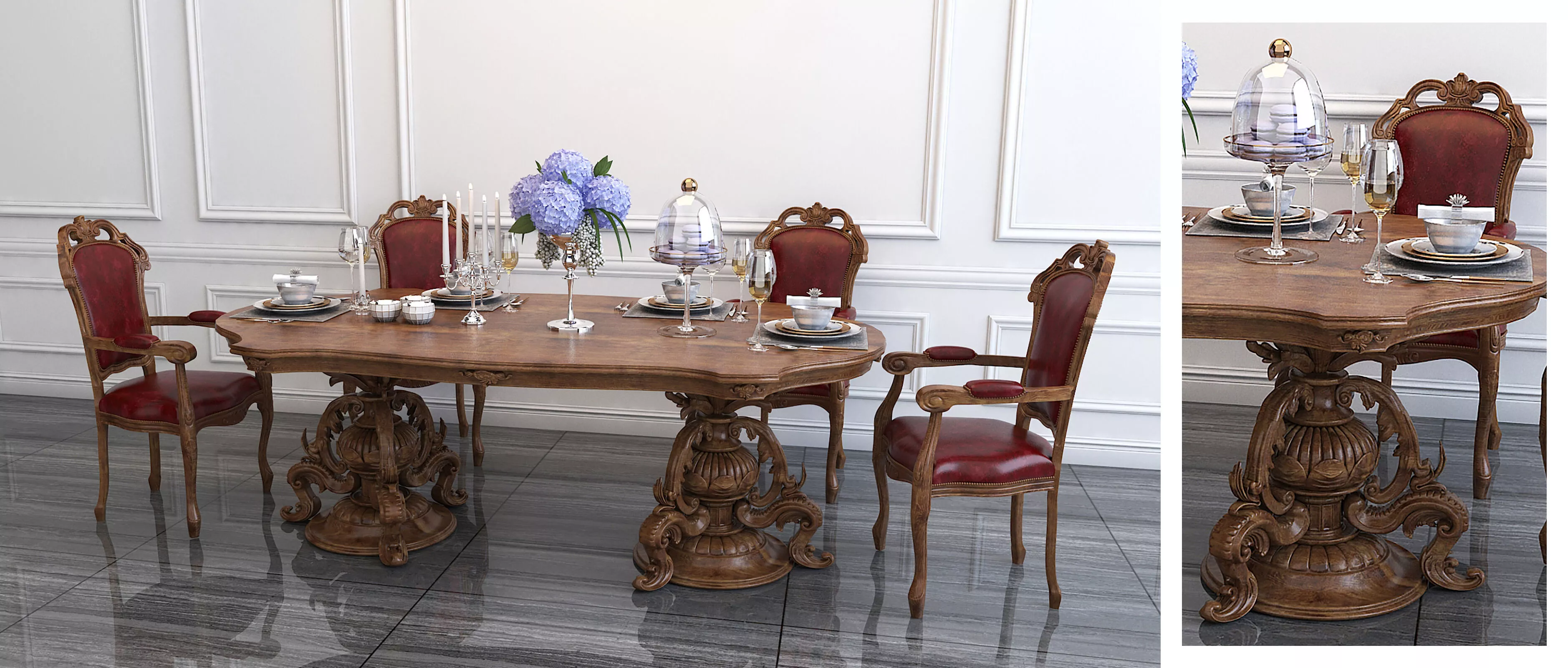 Grand Palace Classical Dining Room Set 2 3D model