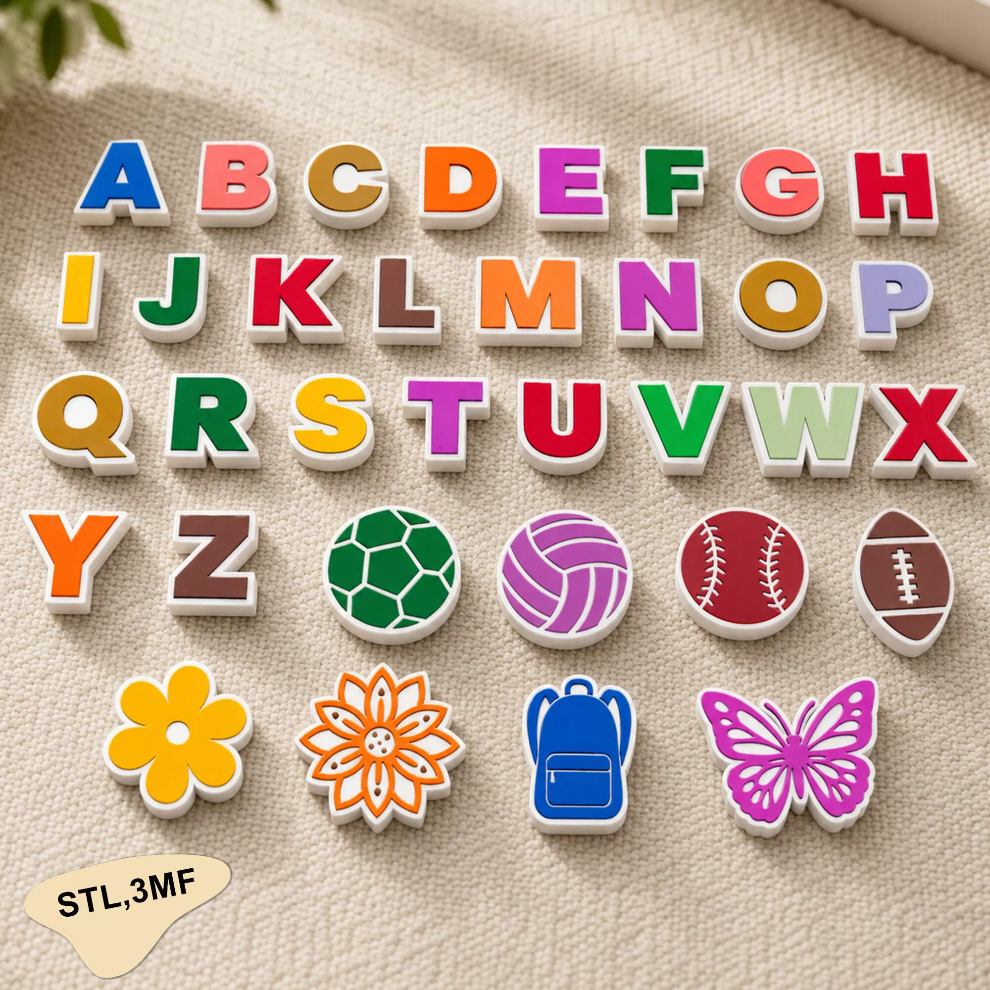 Letter Beads STL Bundle Varsity Alphabet Charms A-Z 3D print model