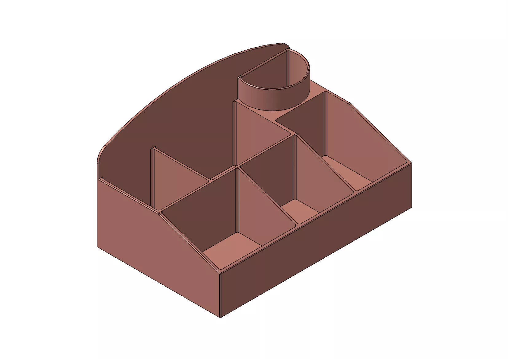 Multi Compartment Desk Organizer 3D Printable CAD Model Free 3D print model
